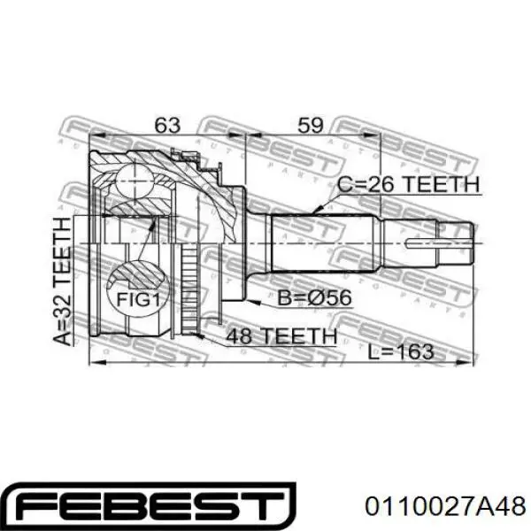 0110027A48 Febest junta homocinética exterior delantera