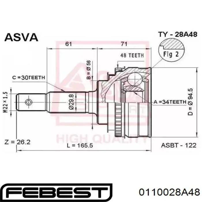 Junta homocinética exterior delantera Toyota 4347009340 precio, desde 73,34 EUR