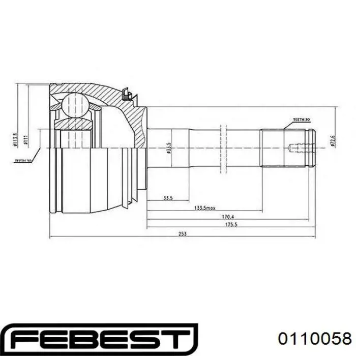 0110-058 Febest junta homocinética exterior delantera