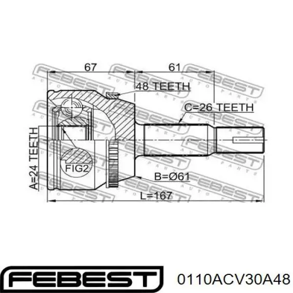 Junta homocinética exterior delantera Febest 0110ACV30A48 precio, desde 49,16 EUR