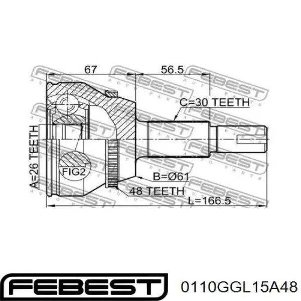 0110GGL15A48 Febest Junta homocinética