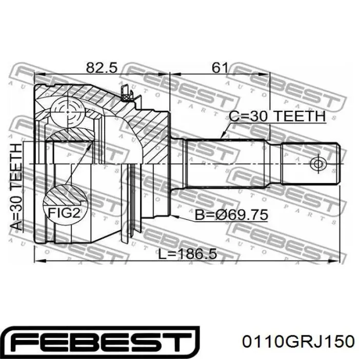 0110GRJ150 Febest junta homocinética exterior delantera