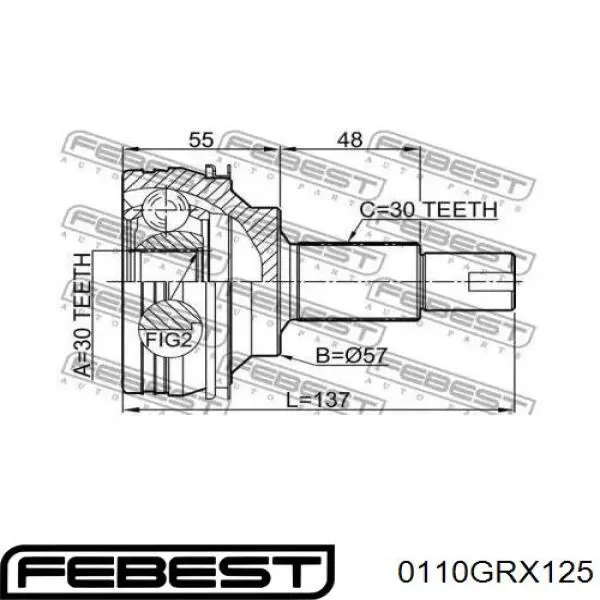 Junta homocinética exterior delantera Febest 0110GRX125 precio, desde 34,34 EUR