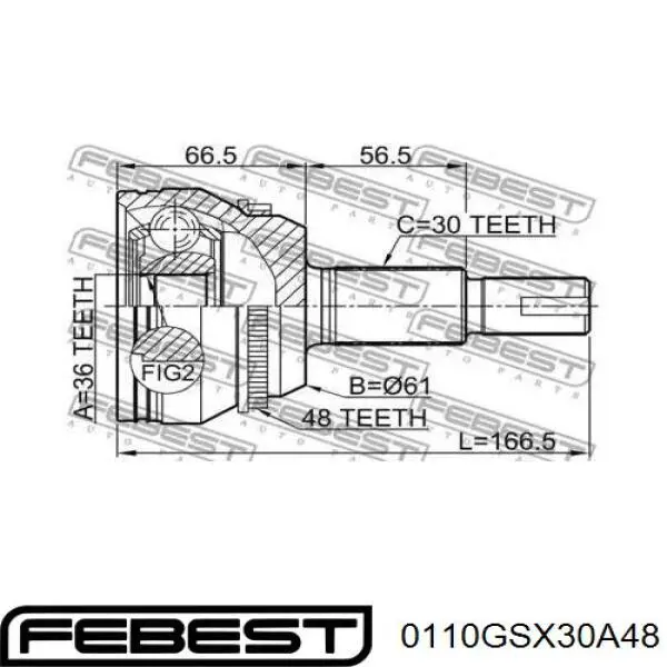 Comprar 0110GSX30A48 Febest Junta homocinética exterior trasera