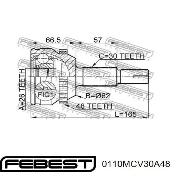Comprar 0110MCV30A48 Febest Junta homocinetica