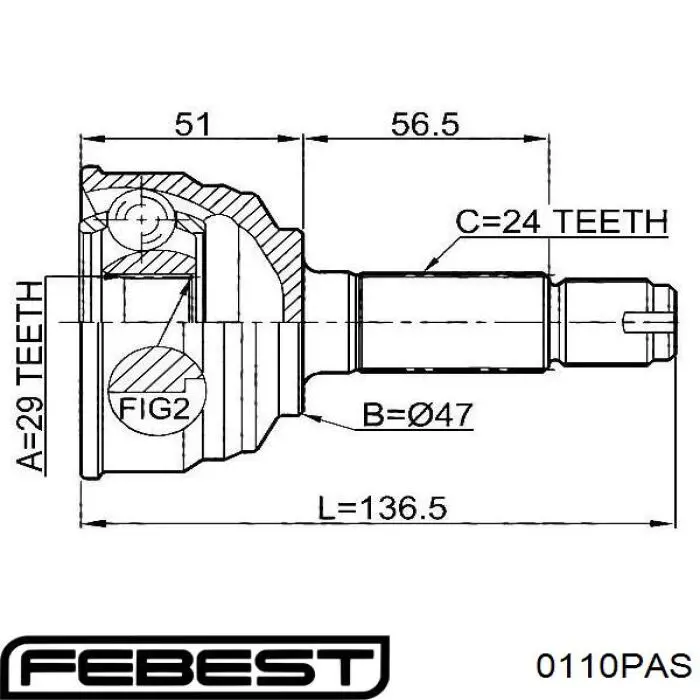 0110PAS Febest junta homocinética exterior delantera
