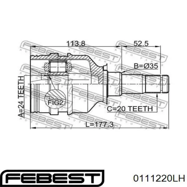 0111-220LH Febest junta homocinética interior delantera izquierda