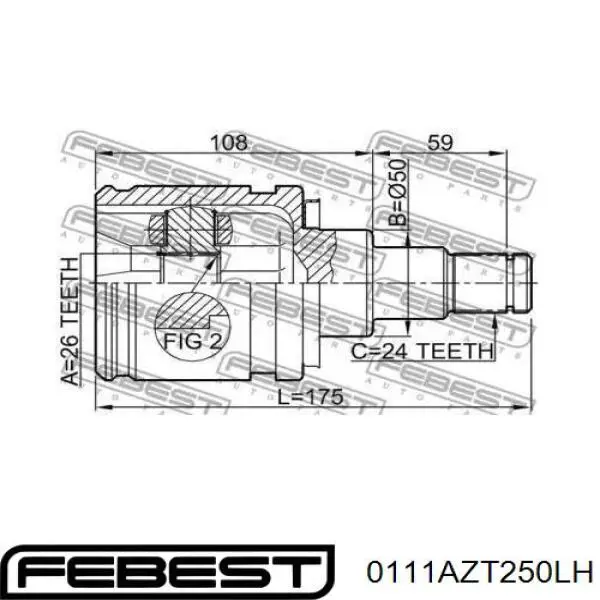 Comprar 0111AZT250LH Febest Junta homocinética interna delantera izquierda