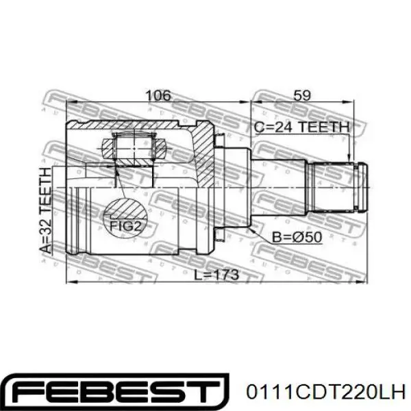 Comprar 0111CDT220LH Febest Junta homocinética interna delantera izquierda