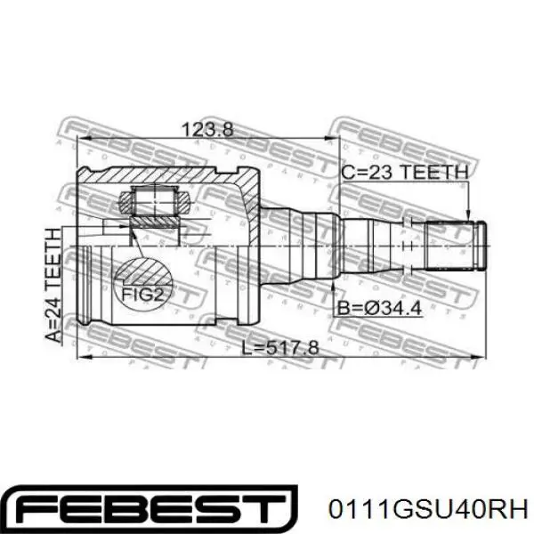 0111-GSU40RH Febest junta homocinética interior delantera derecha