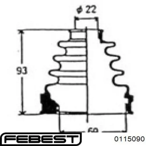 0115-090 Febest fuelle, árbol de transmisión delantero interior