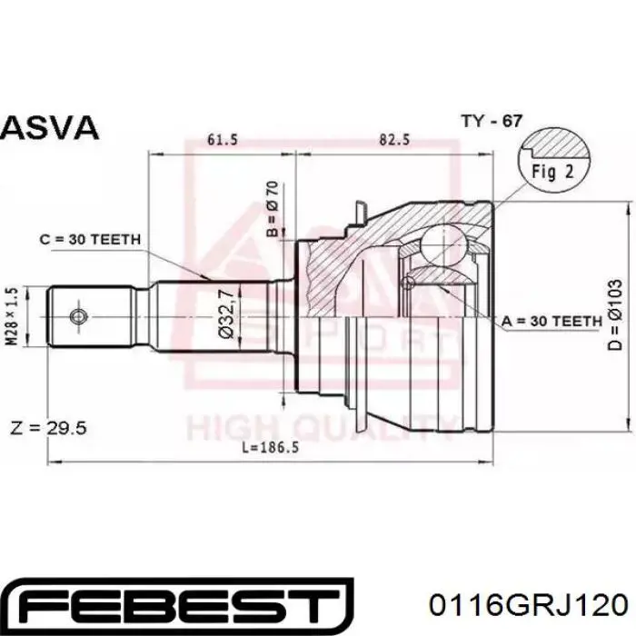 Junta trípode interior 0116GRJ120 Febest