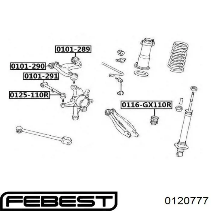 Rótula superior de suspensión trasera 0120777 Febest