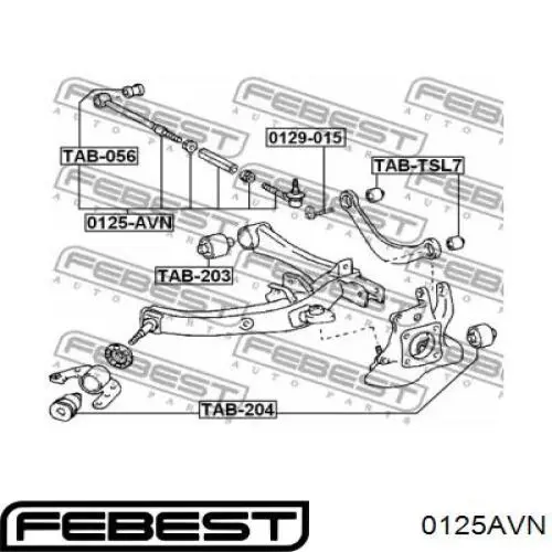 0125AVN Febest Barra transversal, suspensión de ruedas, eje trasero