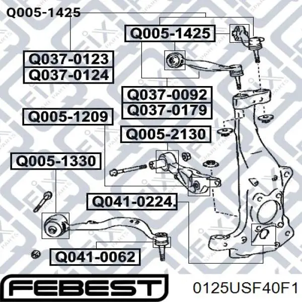 0125USF40F1 Febest barra oscilante, suspensión de ruedas delantera, superior derecha