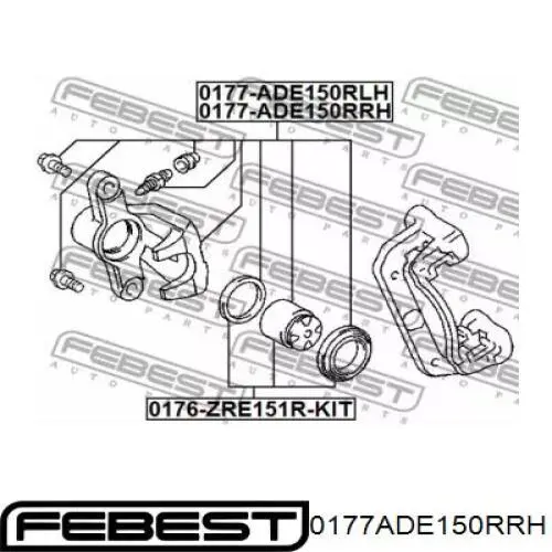 Pinza de freno trasera derecha Febest 0177ADE150RRH precio, desde 61,62 EUR