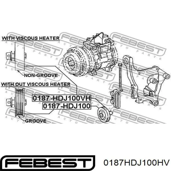 0187HDJ100HV Febest rodillo, correa trapecial poli v