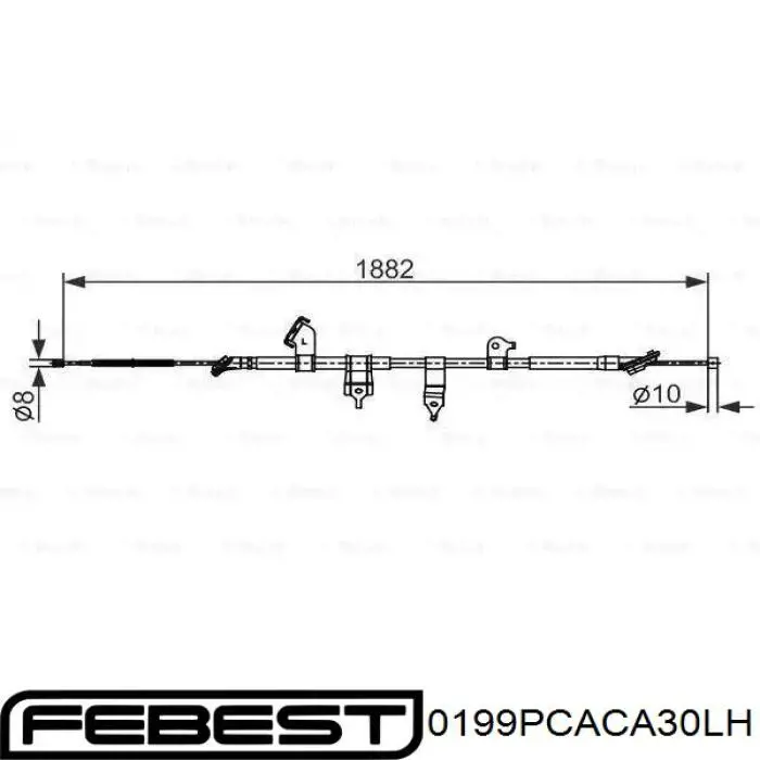 0199PCACA30LH Febest cable de freno de mano trasero izquierdo
