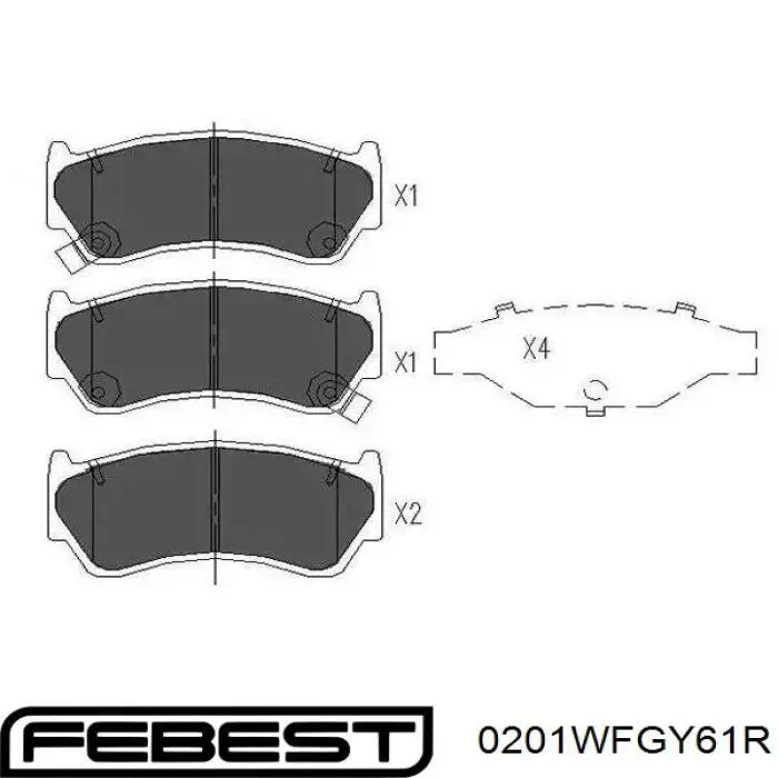 Comprar 0201WFGY61R Febest Pastillas delanteras de freno