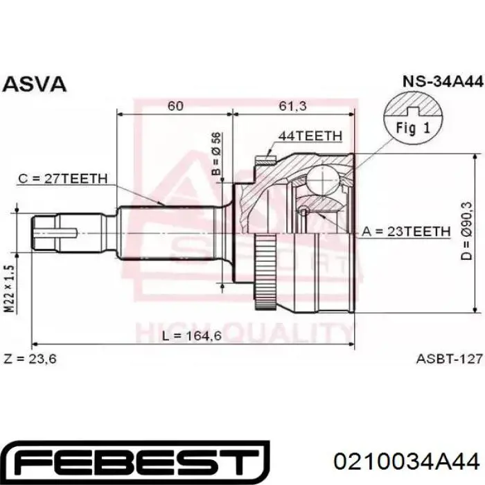 0210-034A44 Febest junta homocinética exterior delantera