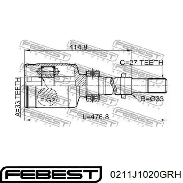 Comprar 0211J1020GRH Febest Junta homocinética interna delantera derecha