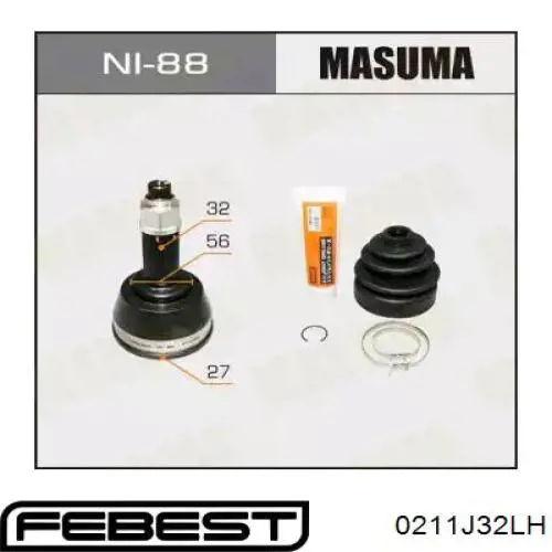 Junta homocinética interna delantera izquierda 397111AA0C Nissan/Infiniti