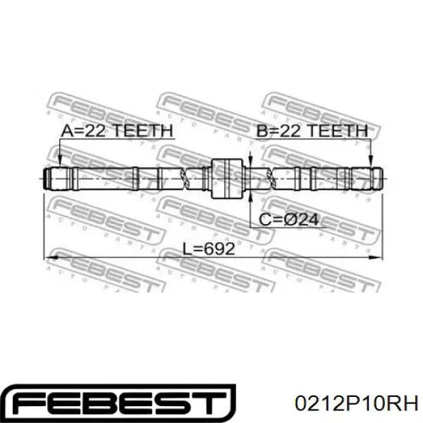 Comprar 0212P10RH Febest Semieje delantero derecho