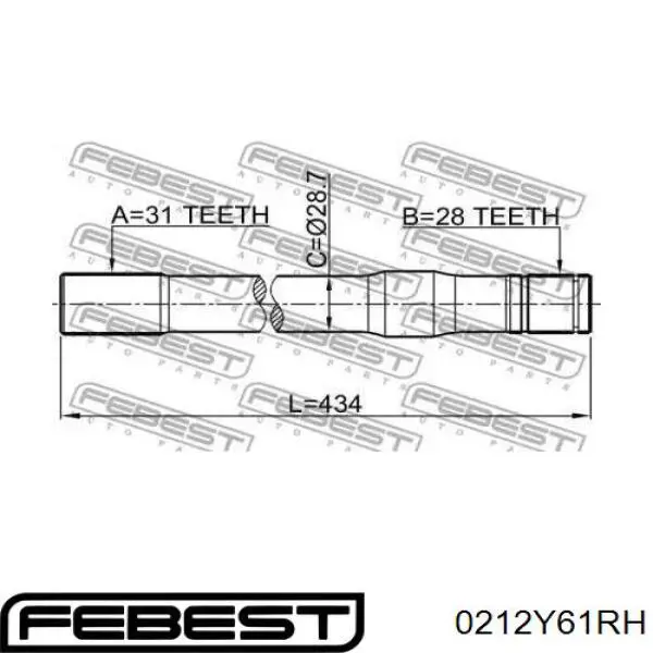 39100VB001 Nissan/Infiniti Semieje delantero derecho