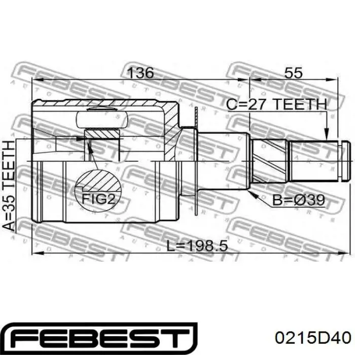 Comprar 0215D40 Febest Fuelle de semieje delantero interior