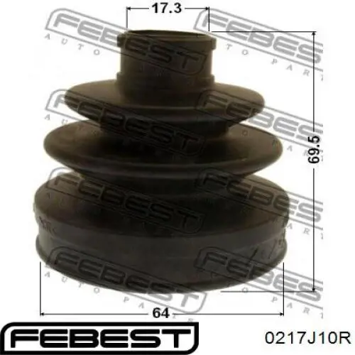 0217J10R Febest fuelle, árbol de transmisión trasero exterior