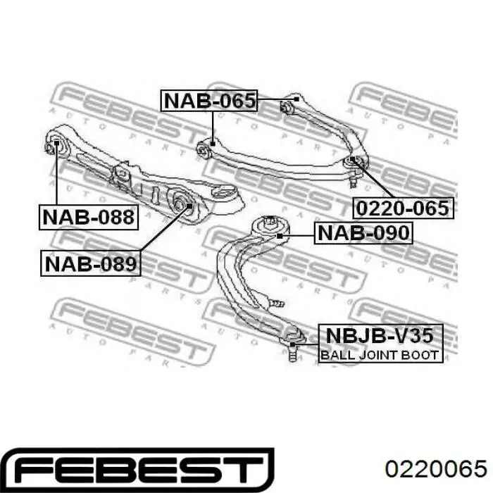 0220065 Febest rótula de suspensión superior