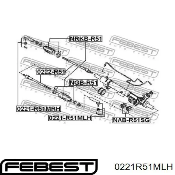 Comprar 0221R51MLH Febest Rótula barra de acoplamiento exterior
