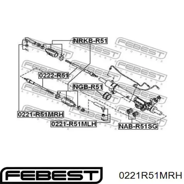 0221R51MRH Febest rótula barra de acoplamiento exterior