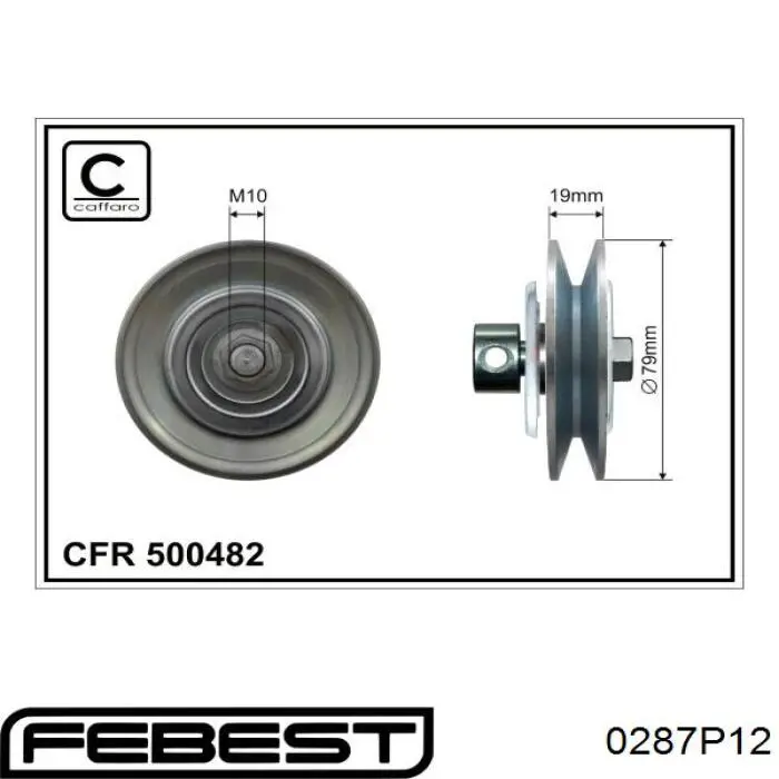 0287P12 Febest polea inversión / guía, correa poli v