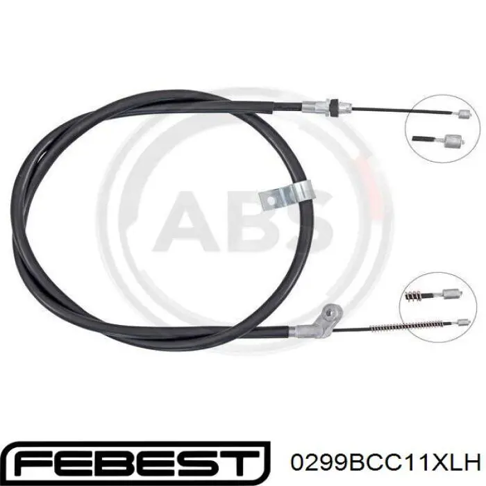 0299BCC11XLH Febest cable de freno de mano trasero izquierdo