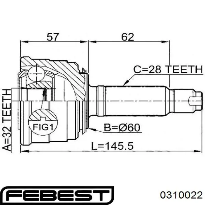 0310-022 Febest junta homocinética exterior delantera