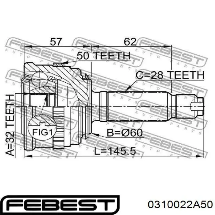 0310-022A50 Febest junta homocinética exterior delantera