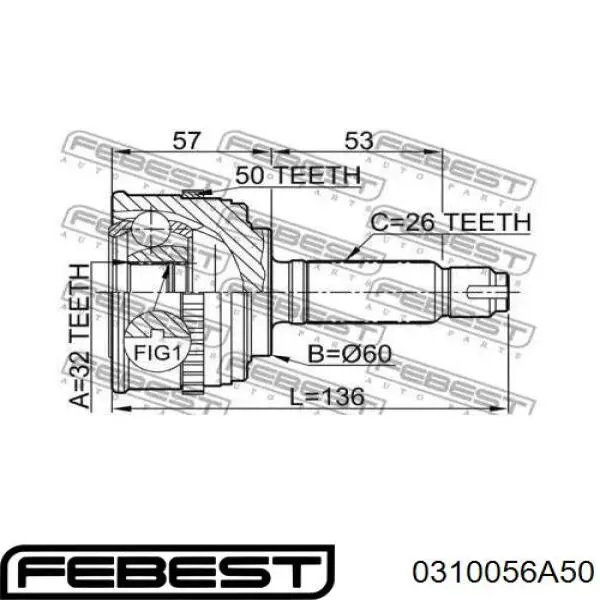 0310-056A50 Febest junta homocinética exterior delantera