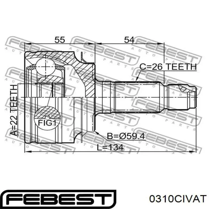 Junta homocinética exterior delantera Honda 44014TR0A01 precio, desde 49,29 EUR
