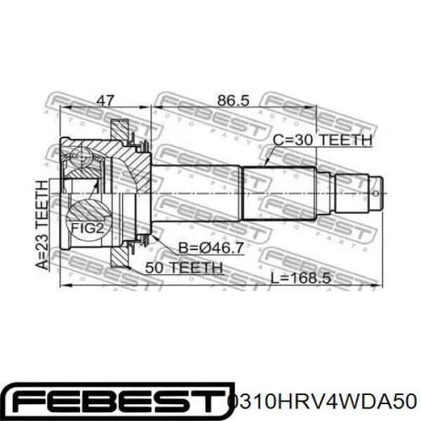 Junta homocinética exterior delantera Febest 0310HRV4WDA50 precio, desde 39,13 EUR