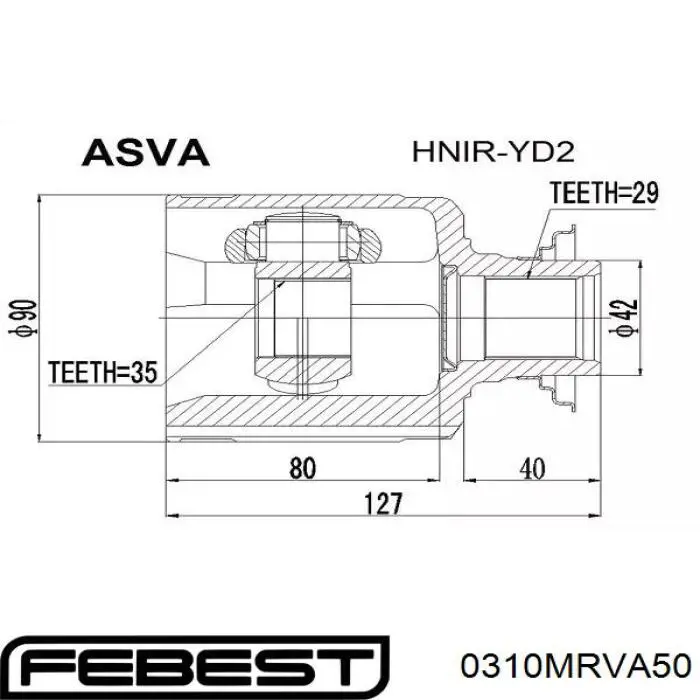Comprar 0310MRVA50 Febest Junta homocinetica