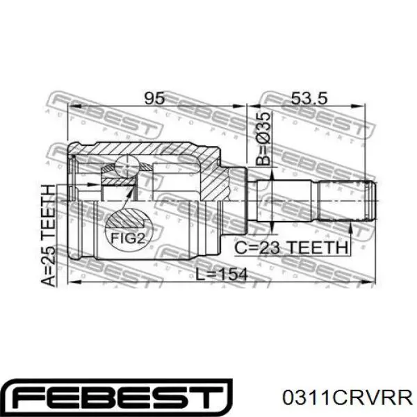 Junta homocinética interior trasera Febest 0311CRVRR