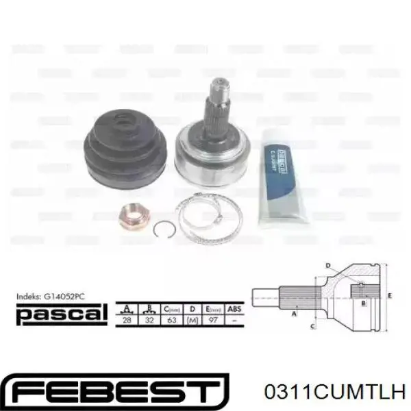 Junta homocinética interna delantera izquierda Febest 0311CUMTLH