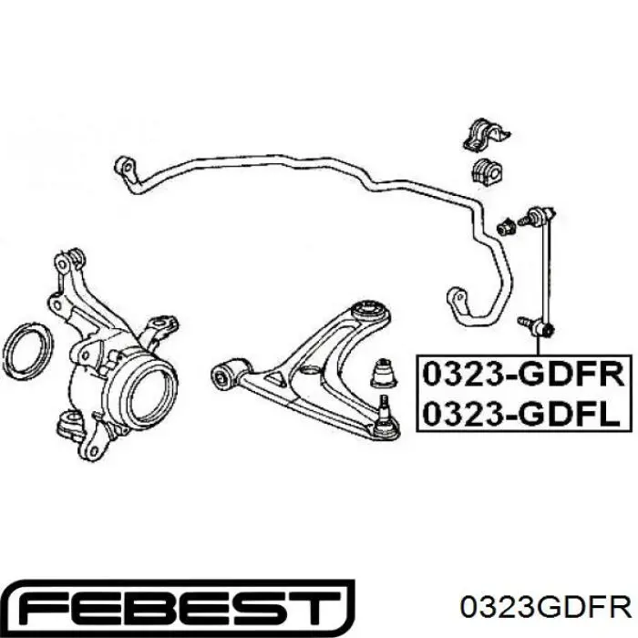 0323-GDFR Febest barra estabilizadora delantera derecha