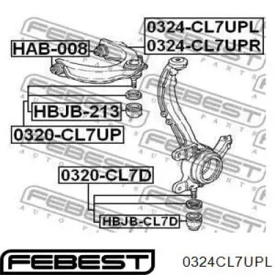 0324-CL7UPL Febest barra oscilante, suspensión de ruedas delantera, superior izquierda