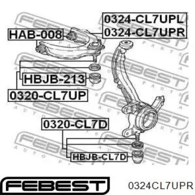 0324-CL7UPR Febest barra oscilante, suspensión de ruedas delantera, superior derecha