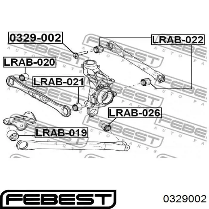 Perno interior del brazo de caída trasero 0329002 Febest