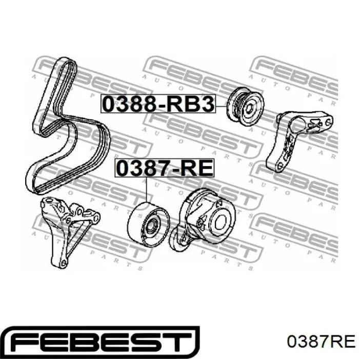 0387-RE Febest polea inversión / guía, correa poli v