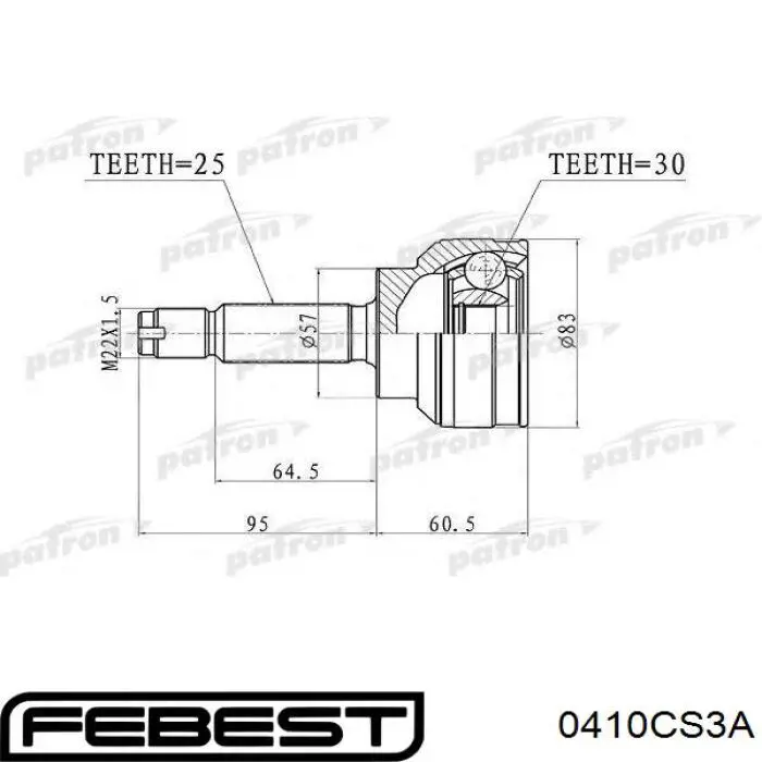 Comprar 0410CS3A Febest Junta homocinetica