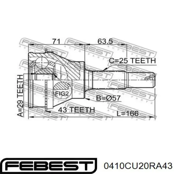 Junta homocinética exterior trasera Febest 0410CU20RA43 precio, desde 46,24 EUR